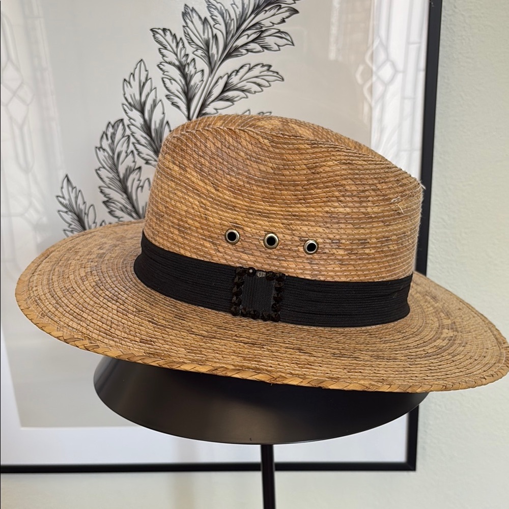 Stylish Straw Fedora Hat with Black Band
